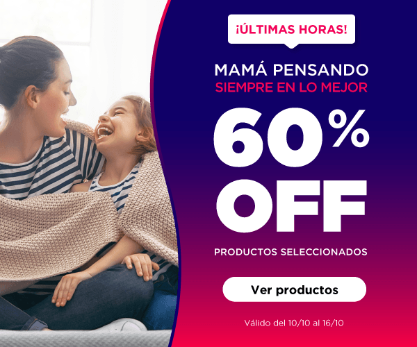 ¡Últimas Horas! . 60% OFF en productos seleccionados. Resortes pocket. Ver productos.Valido del 01/10/2024 al 09/10/2024